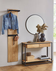 Wandgarderobe Eiche Massivholz mit Metallrahmen, 7 Haken – Ansicht 2