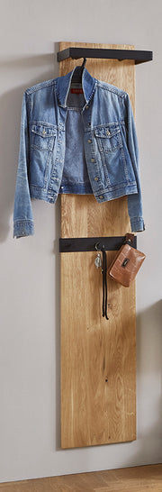 Wandgarderobe Eiche Massivholz mit Metallrahmen, 7 Haken – Ansicht 4