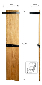 Wandgarderobe Eiche Massivholz mit Metallrahmen, 7 Haken – Ansicht 9