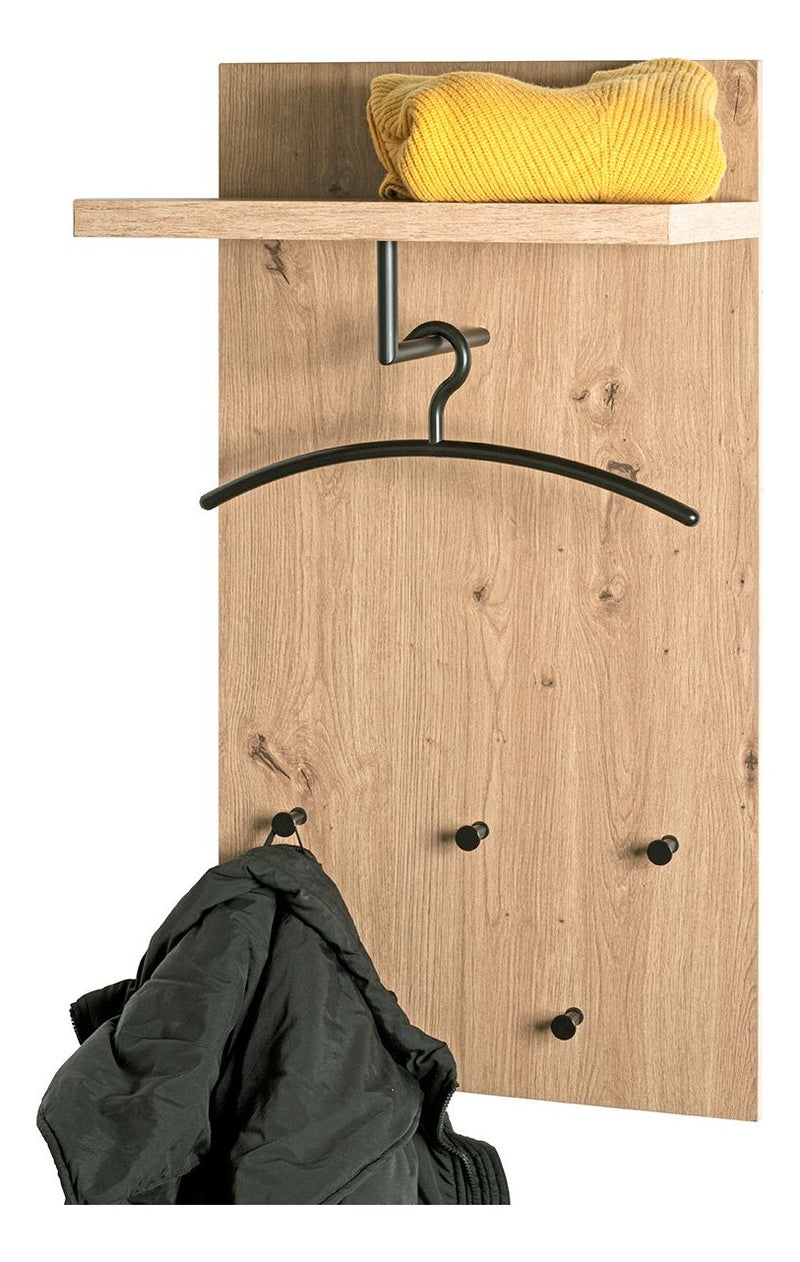 Haku Wandgarderobe mit Hutablage und 5 Haken, Dekor Eiche hell