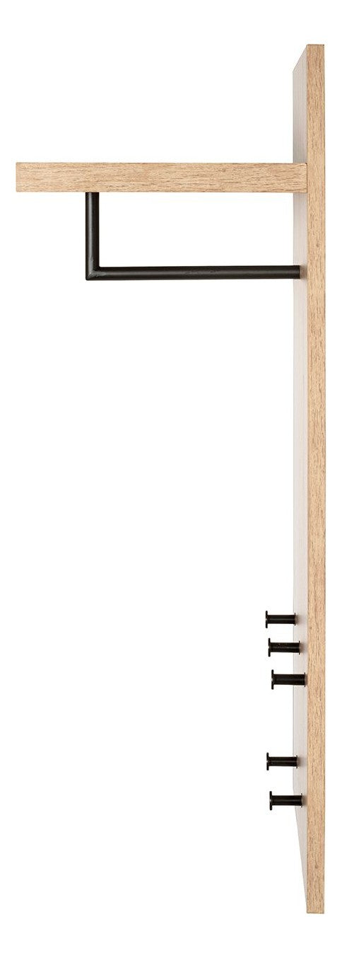 Haku Wandgarderobe mit Hutablage und 5 Haken, Dekor Eiche hell