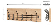 Wandgarderobe mit 7 Haken in Eiche hell mit schwarzen Akzenten – Ansicht 7