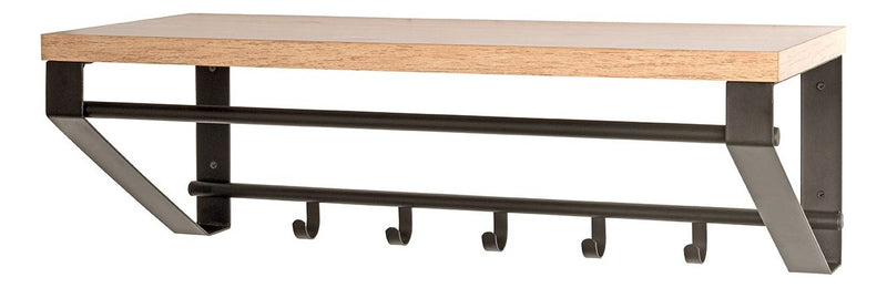 Haku Wandgarderobe mit 5 Haken und Ablage, Eiche hell mit Schwarz