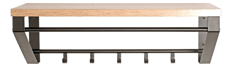 Haku Wandgarderobe mit 5 Haken und Ablage, Eiche hell mit Schwarz