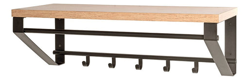 Wandgarderobe mit 5 Haken und Ablage, Eiche hell mit Schwarz – Ansicht 1