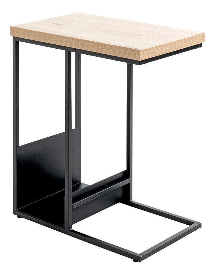 Haku Beistelltisch Eiche-Dekor mit Zeitungsablage, Stahlrohr schwarz