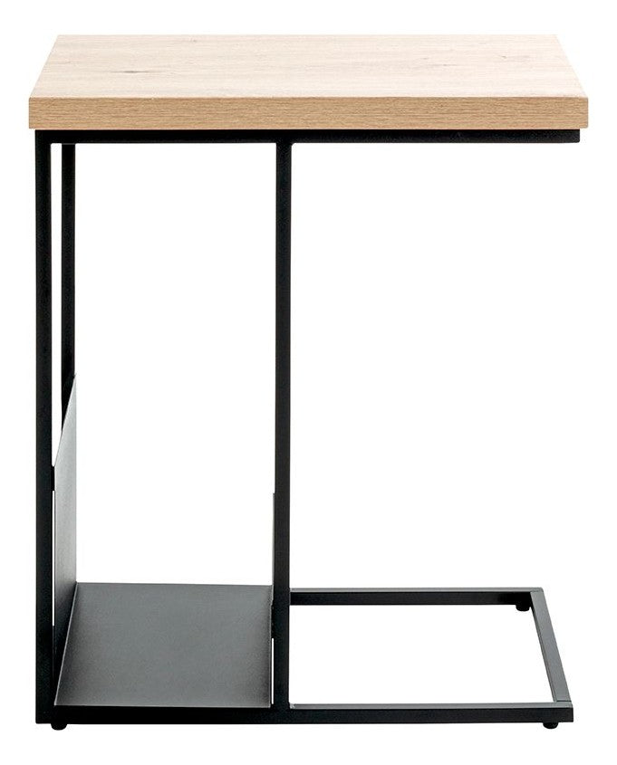 Haku Beistelltisch Eiche-Dekor mit Zeitungsablage, Stahlrohr schwarz