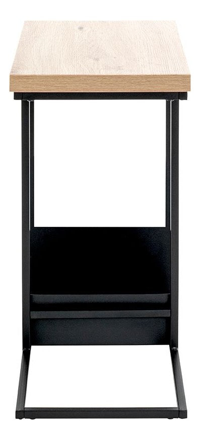 Haku Beistelltisch Eiche-Dekor mit Zeitungsablage, Stahlrohr schwarz