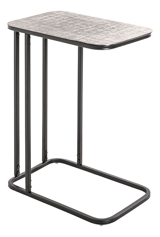 Haku Beistelltisch mit C-Form-Gestell aus Stahlrohr, schwarz-silber
