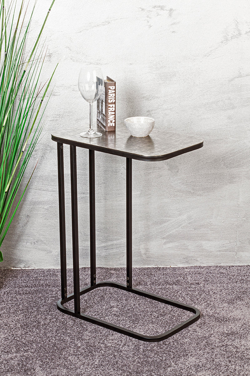 Haku Beistelltisch mit C-Form-Gestell aus Stahlrohr, schwarz-silber