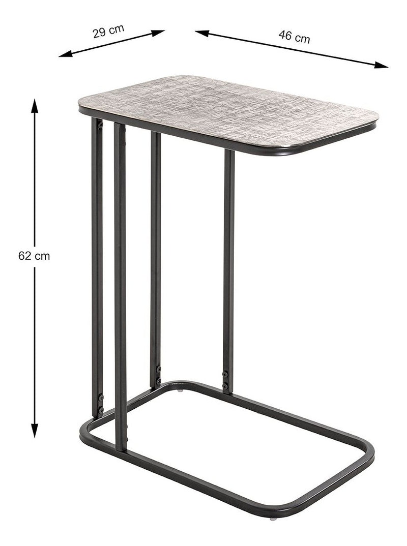 Haku Beistelltisch mit C-Form-Gestell aus Stahlrohr, schwarz-silber