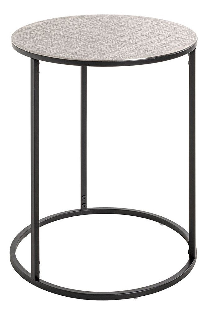 Haku Beistelltisch rund aus Metall, Silber-Schwarz, modernes Design