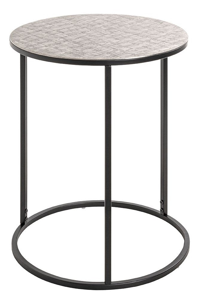 Haku Beistelltisch rund aus Metall, Silber-Schwarz, modernes Design