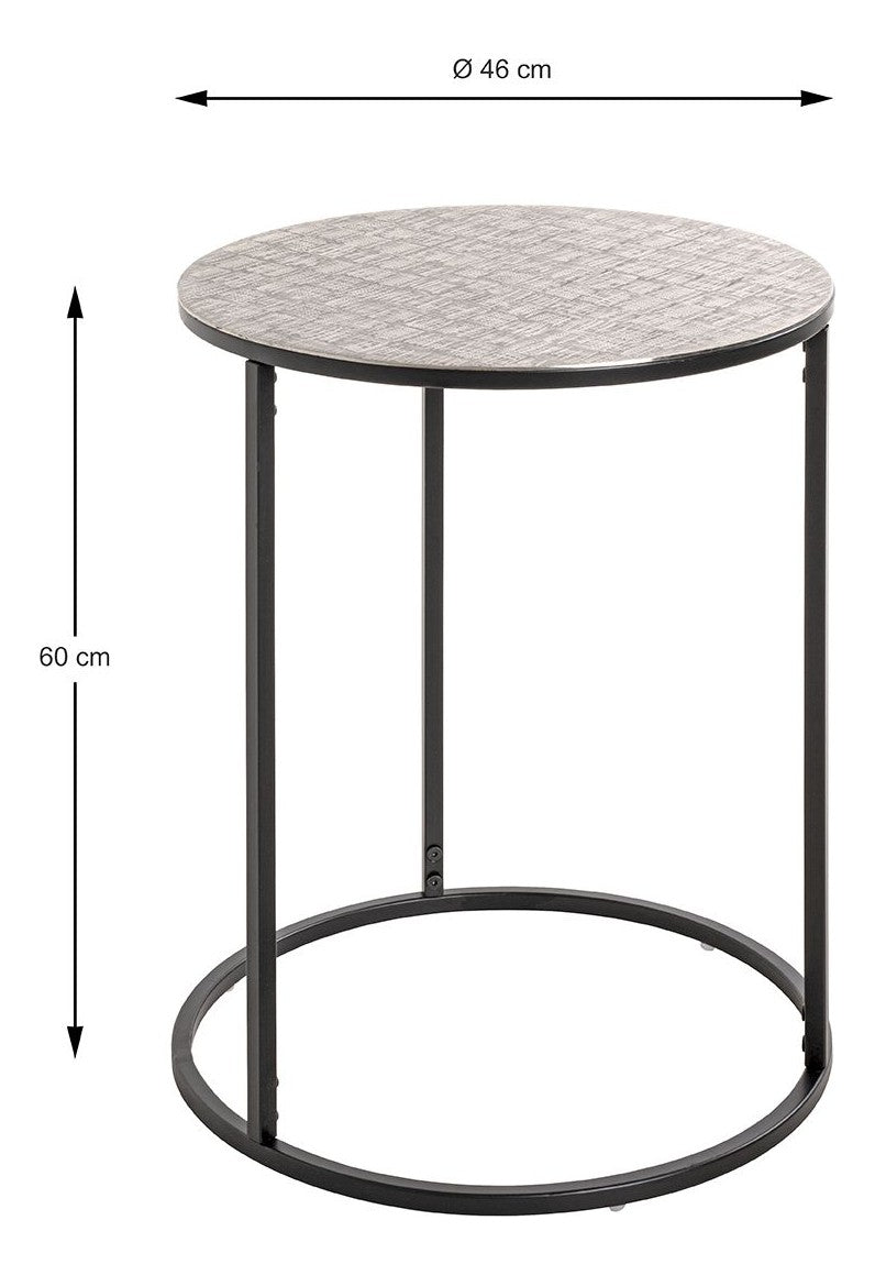 Haku Beistelltisch rund aus Metall, Silber-Schwarz, modernes Design