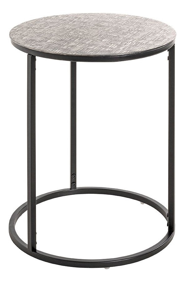 Haku Beistelltisch rund, Gestell Stahlrohr schwarz, Ablage Aluminium silber