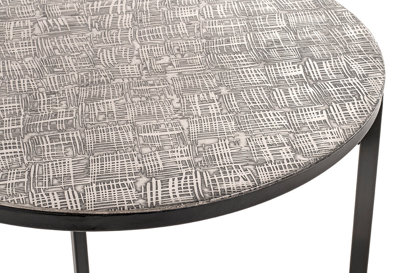 Haku Beistelltisch rund, Gestell Stahlrohr schwarz, Ablage Aluminium silber