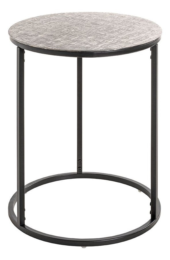 Haku Beistelltisch rund, Gestell Stahlrohr schwarz, Ablage Aluminium silber