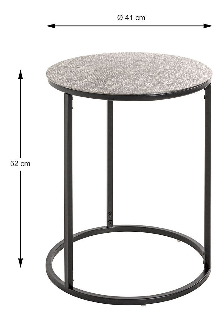 Haku Beistelltisch rund, Gestell Stahlrohr schwarz, Ablage Aluminium silber