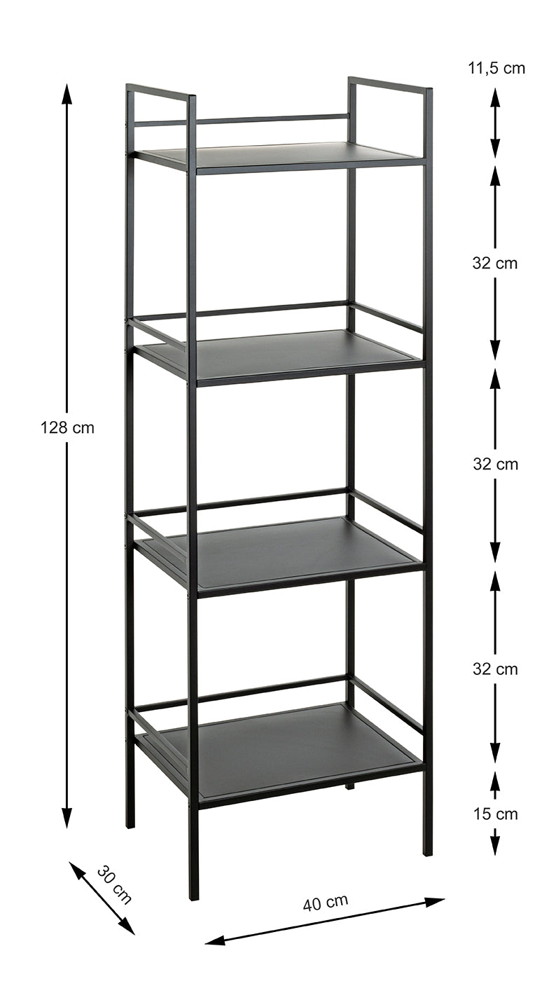 Haku Standregal aus Stahlrohr, schwarz pulverbeschichtet, 128 cm