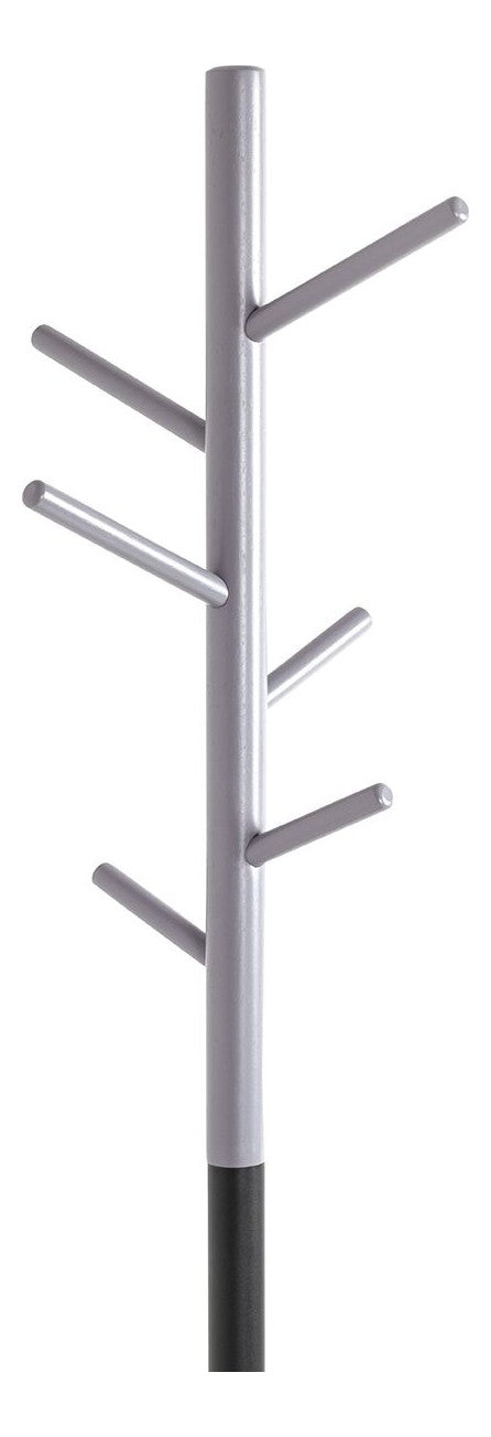 Garderobenständer mit 6 Haken, Massivholz und Stahlrohr, grau-schwarz – Ansicht 4