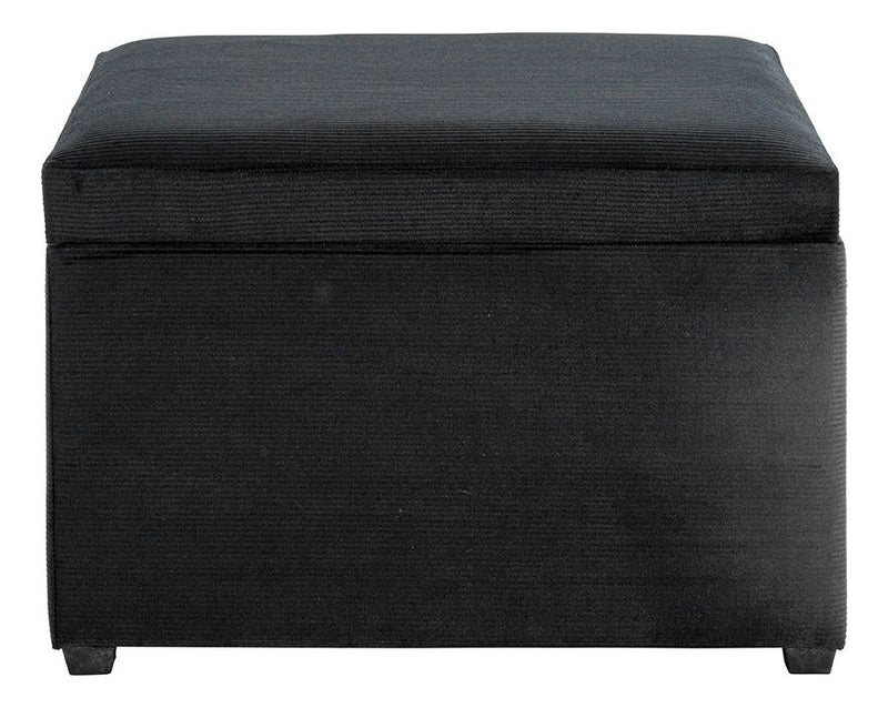 Sitztruhe aus Cord in Schwarz mit gepolstertem Klappdeckel – Ansicht 5