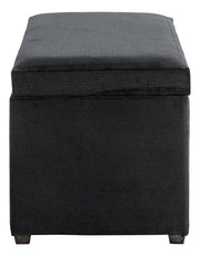 Sitztruhe aus Cord in Schwarz mit gepolstertem Klappdeckel – Ansicht 6