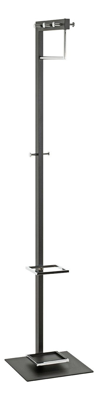 Garderobenständer mit 8 Haken und Schirmhalter, schwarz-chrom – Ansicht 1