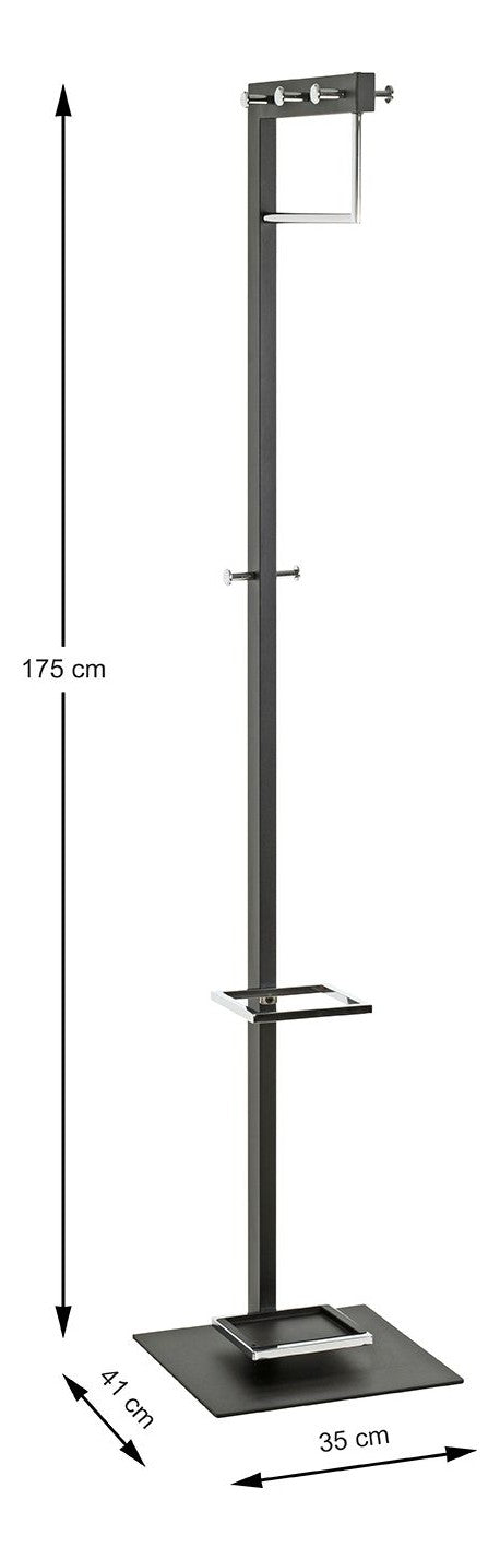 Haku Garderobenständer mit 8 Haken und Schirmhalter, schwarz-chrom
