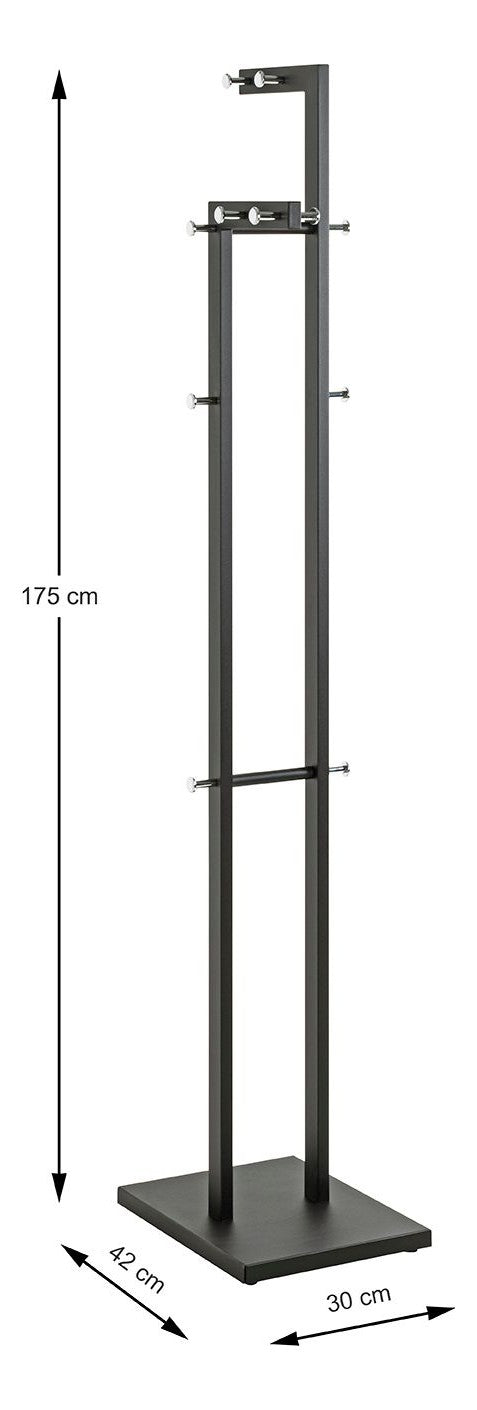 Haku Garderobenständer mit 14 Haken, schwarz-chrom aus Stahlrohr