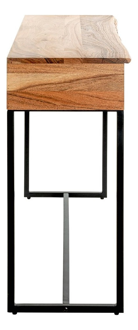 Haku Konsolentisch Akazie mit Schubladen und Stahlgestell, schwarz