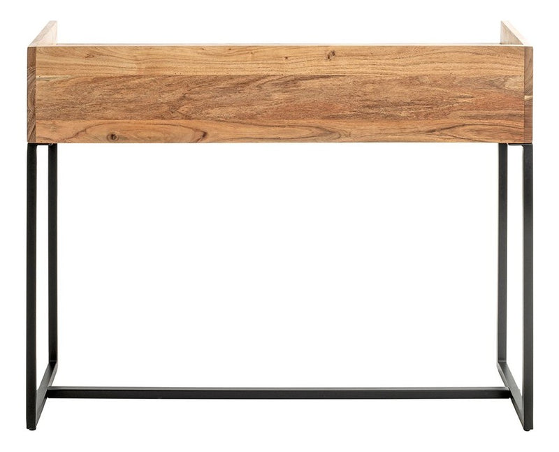Haku Konsolentisch Akazie mit schwarzem Stahlrohrgestell, 2 Schubladen