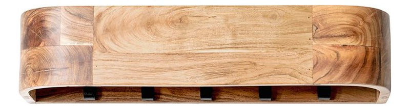 Haku Wandgarderobe aus Akazie massiv mit 5 Garderobenhaken schwarz