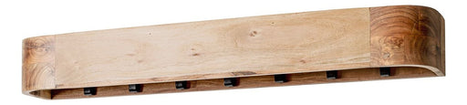 Wandgarderobe Akazie Massivholz mit 7 Metallhaken schwarz – Ansicht 1