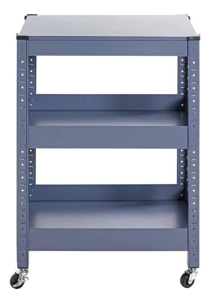 Haku Servierwagen blau aus Metall, höhenverstellbare Ablagen, Rollen