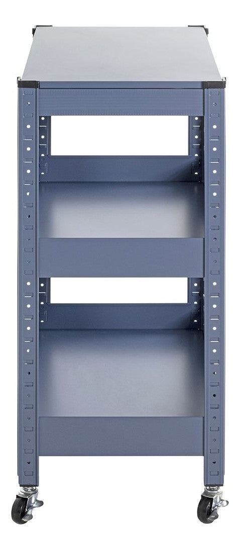 Haku Servierwagen blau aus Metall, höhenverstellbare Ablagen, Rollen