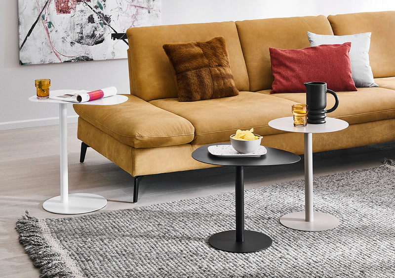 Haku Beistelltisch rund in Kaschmirgrau aus Stahlrohr, modernes Design