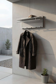 Wandgarderobe mit 5 Haken und Garderobenstange, grau-chrom – Ansicht 2