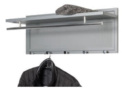 Wandgarderobe mit 5 Haken und Garderobenstange, grau-chrom – Ansicht 3