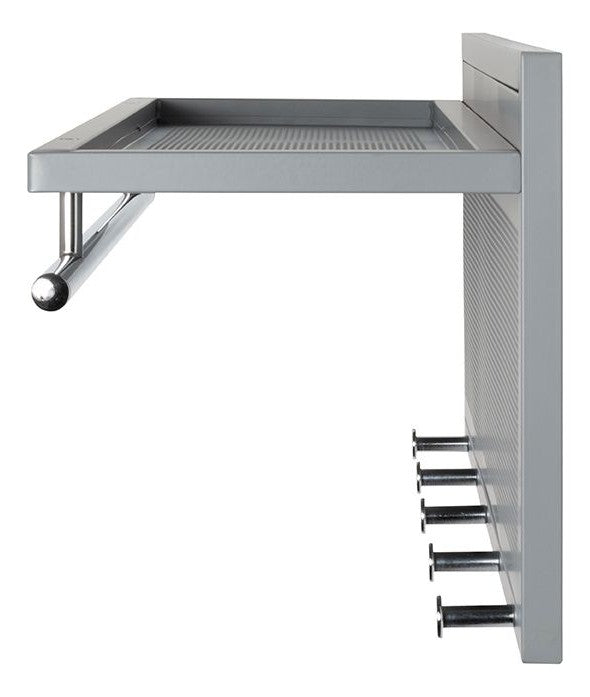 Wandgarderobe mit 5 Haken und Garderobenstange, grau-chrom – Ansicht 5