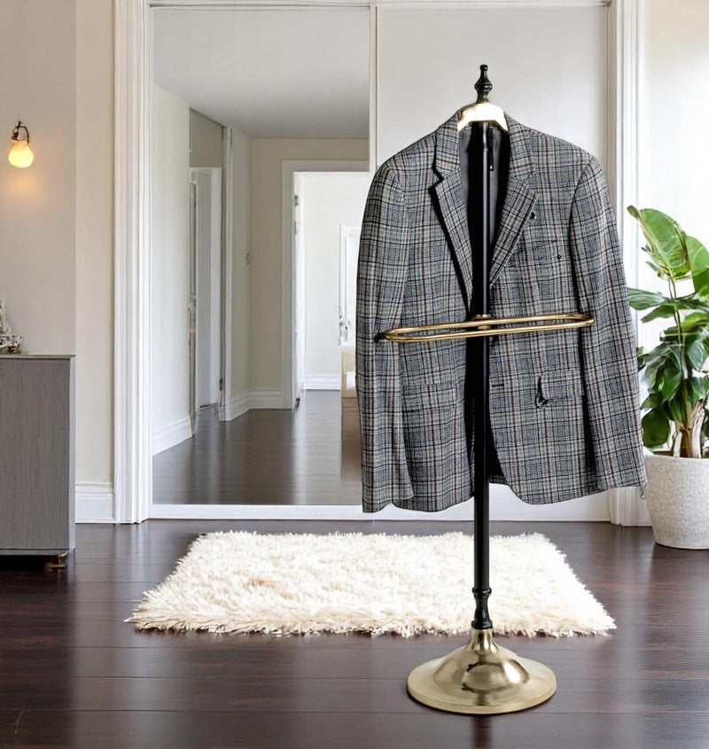 Herrendiener Dressboy aus Stahlrohr, schwarz-goldfarben, 130 cm – Ansicht 4
