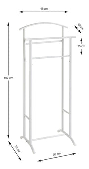 Herrendiener aus Stahlrohr, weiß pulverbeschichtet, freistehend – Ansicht 7