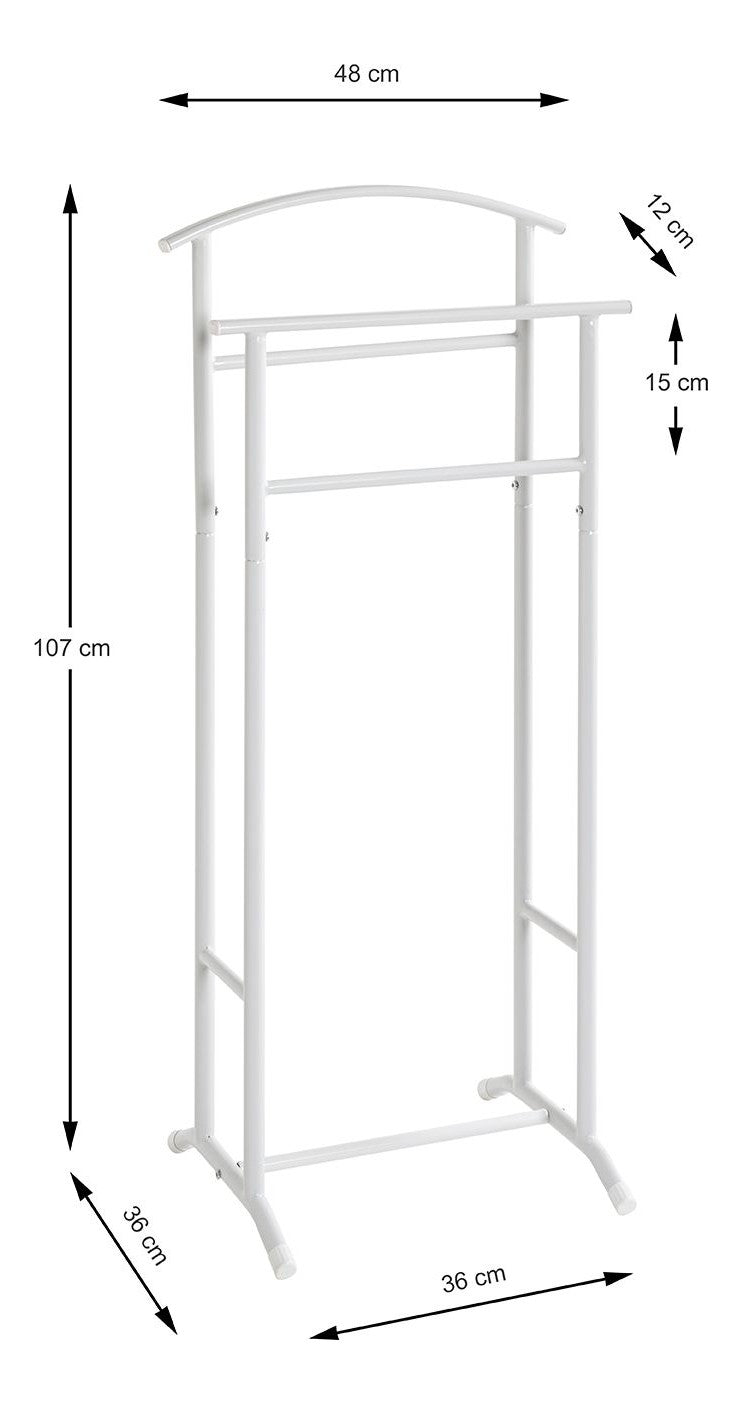 Herrendiener aus Stahlrohr, weiß pulverbeschichtet, freistehend – Ansicht 7