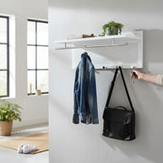 Wandgarderobe mit 5 Haken und Ablage, Stahlrohr weiß-chrom – Ansicht 2