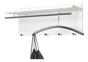 Wandgarderobe mit 5 Haken und Ablage, Stahlrohr weiß-chrom – Ansicht 3