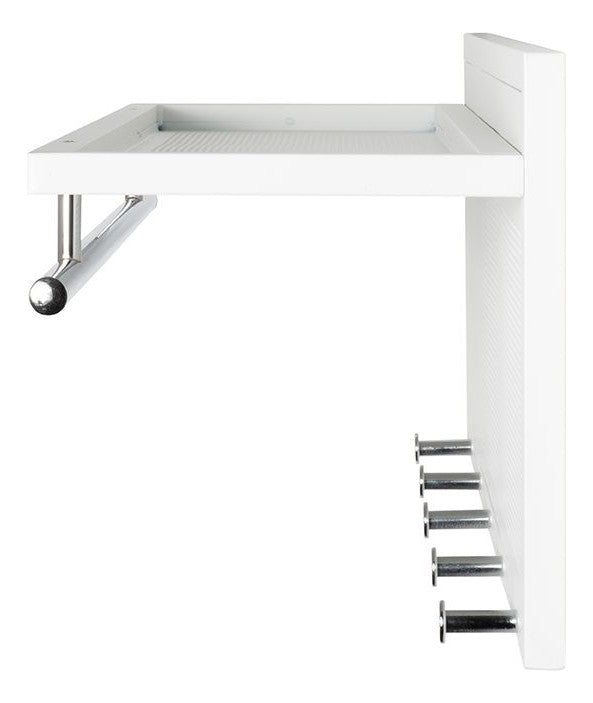 Wandgarderobe mit 5 Haken und Ablage, Stahlrohr weiß-chrom – Ansicht 5