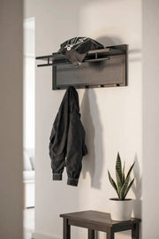 Wandgarderobe aus Stahlrohr mit 5 Haken, schwarz pulverbeschichtet – Ansicht 3