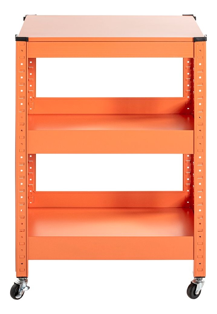 Haku Servierwagen aus Metall, orange, mit Rollen und 2 Ablagen