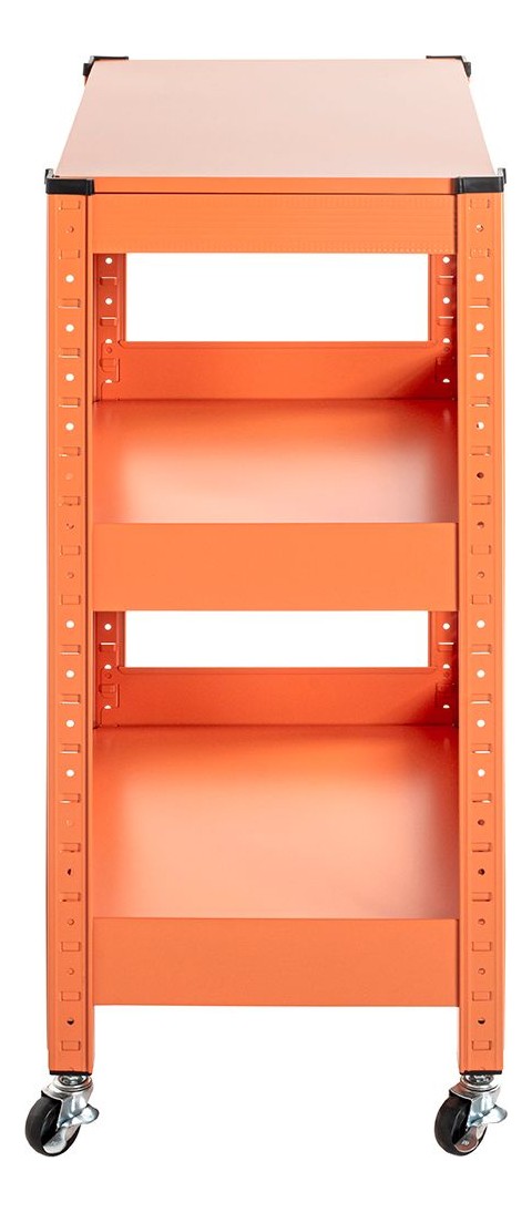 Haku Servierwagen aus Metall, orange, mit Rollen und 2 Ablagen