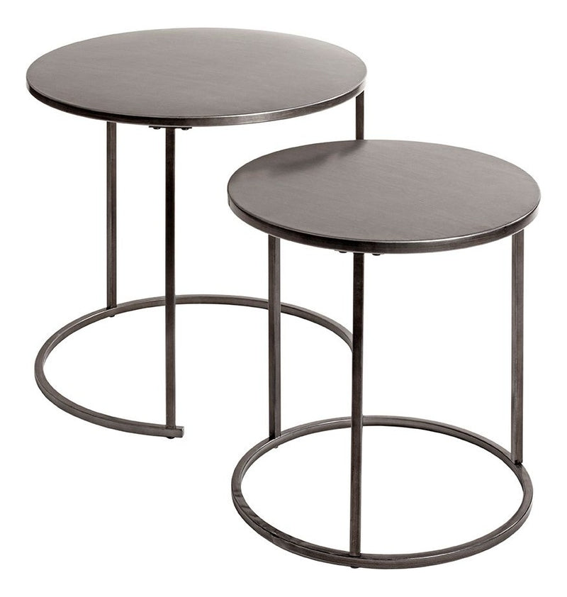 Haku Beistelltisch 2er-Set aus Metall in Anthrazit, rund