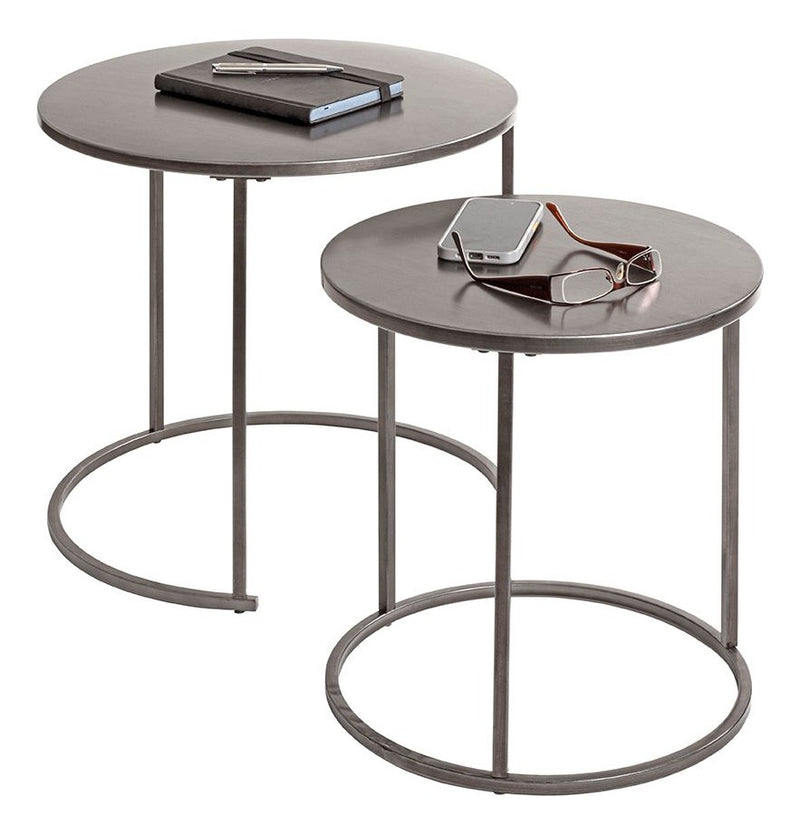 Haku Beistelltisch 2er-Set aus Metall in Anthrazit, rund